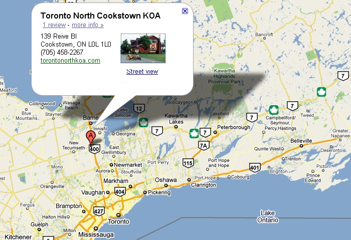 KOA Cookstown map